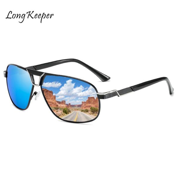 

2020 fashion square polarized sunglasses men vintage blue mirror coating male sun glasses stylish black sport shades uv400, White;black