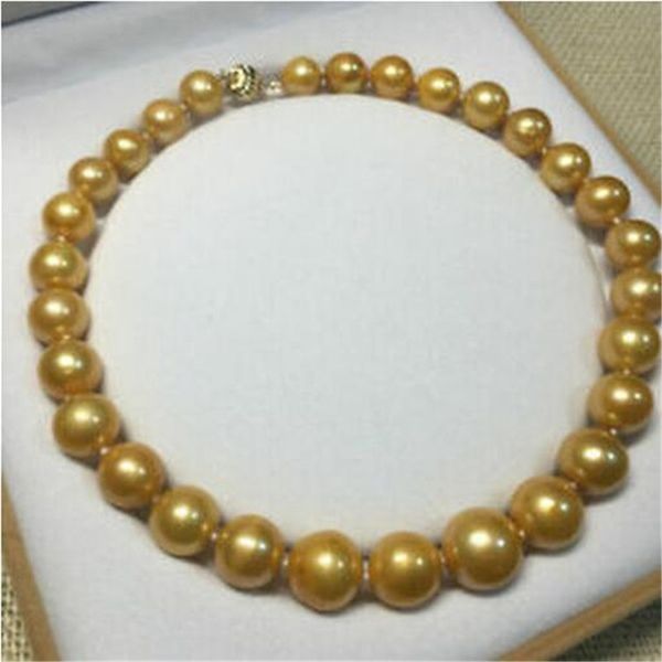 

rare Ã©norme 12-15mm rond mer du sud collier de perles d'or 18 pouces, Silver