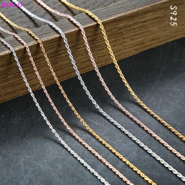 

bocai s925 sterling silver necklace female rope clavicle chain short single chain fine color bare 925 silver necklace