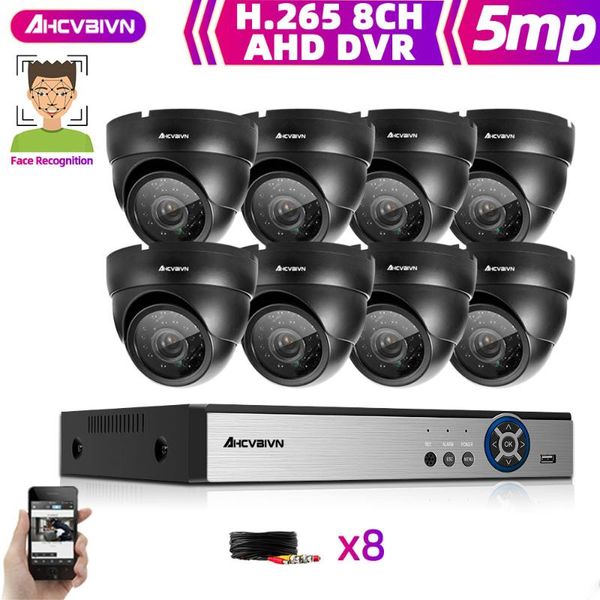 

h.265 8ch dvr cctv surveillance security camera system 4ch 5mp ahd kit 4x5mp outdoor waterproof night vision cameras hdmi dvr