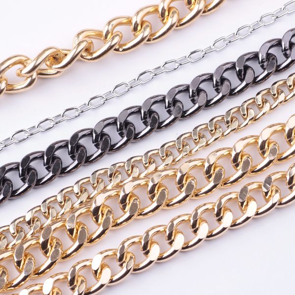 

gold plated jewelry making accessories roll jewelry flat carved curb chain, Silver