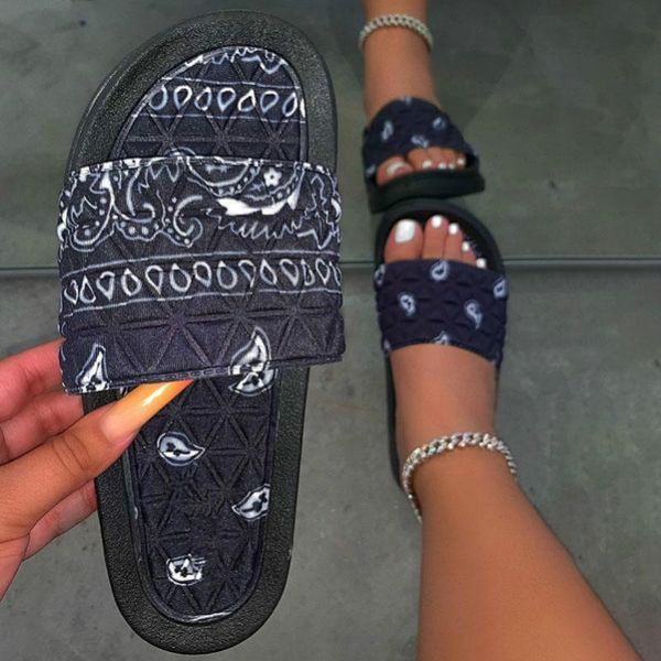 

women's comfy bandana slip-on slippers orange slide indoor outdoor flip-flops beach shoes summer toe flip flops non-slip, Black