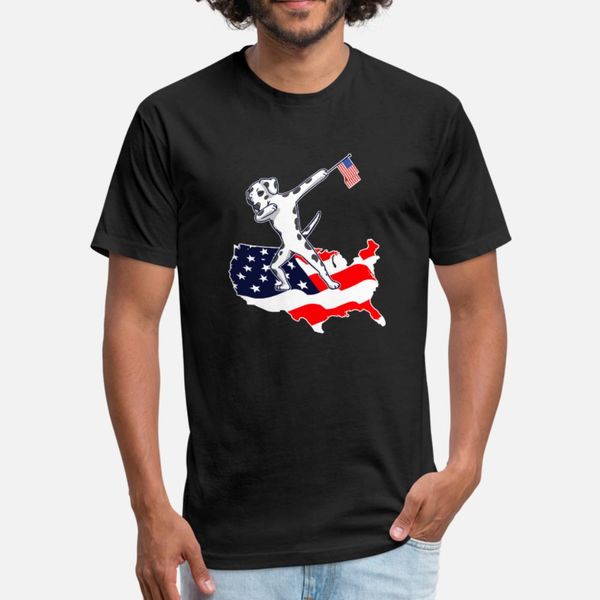 

funny dabbing dalmatian on american flag map t shirt men printing cotton s-xxxl pictures sunlight funny spring autumn slim shirt