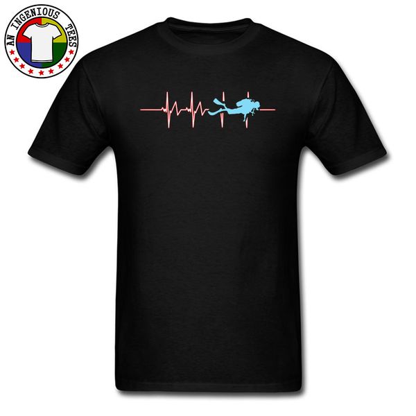 

scuba dive heartbeat ocean men t shirt summer fall & tees o-neck cotton fabric black t-shirts funny clothing shirt