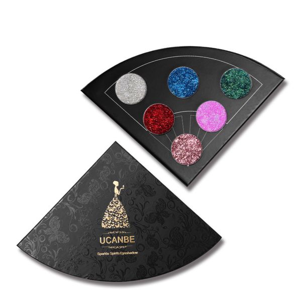 

eye shadow fan shaped 6 color flashing powder pearl light sequins diamond disc