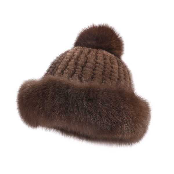 

handmade women real knitted skullies beanies hats fur pom pom winter lady warm caps fashion headgear lf9129, Blue;gray
