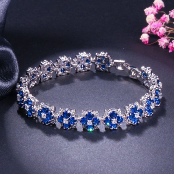 

18.2cm model women bracelet set with cubic zirconia stone girl lank chains multicolor, Golden;silver
