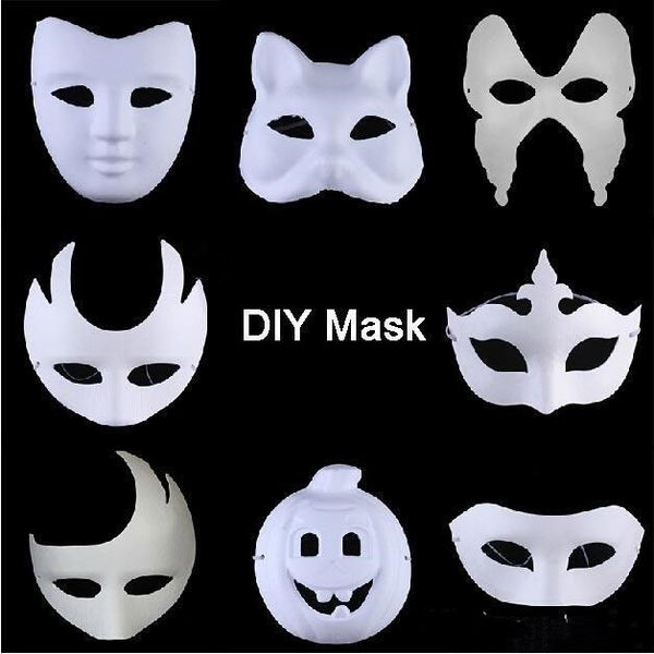 

mask halloween face masquerade white paper painted hand mask blank crown zorro cosplay mask butterfly 500pcs party masks diy yqpsl