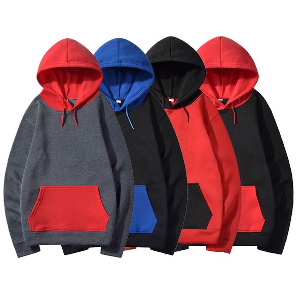 

gym winer fashion brand men hoodies 2020 autumn male splice pullover hoodies mens sweatshirts hoodie clothing eu size, Black