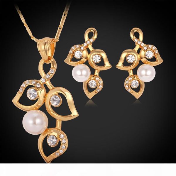 

18k real gold plated gorgeous jewelry set new design tree leaf necklace earrings rhinestone women [factory wholesale y3074, Black