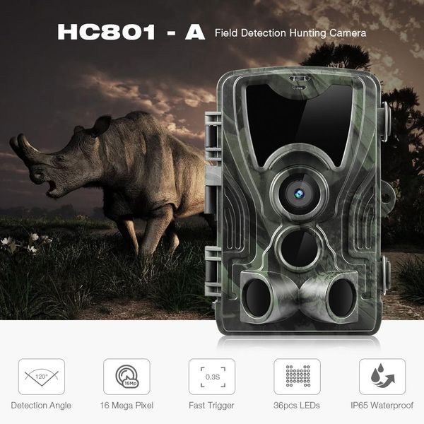 

cgjxsoutlife hc -801a hunting cameras 0 .3s trigger 16mp ip65 120 degree 1080p hd pir sensor night vision hunting trail camera t191213, Camouflage