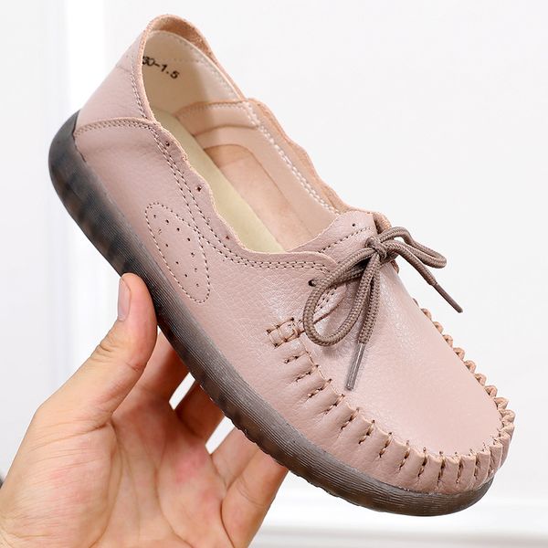 

2020autumn sneakers women genuine leather shoes women casual slip on shoes female lace up solid oxford mother single, Black