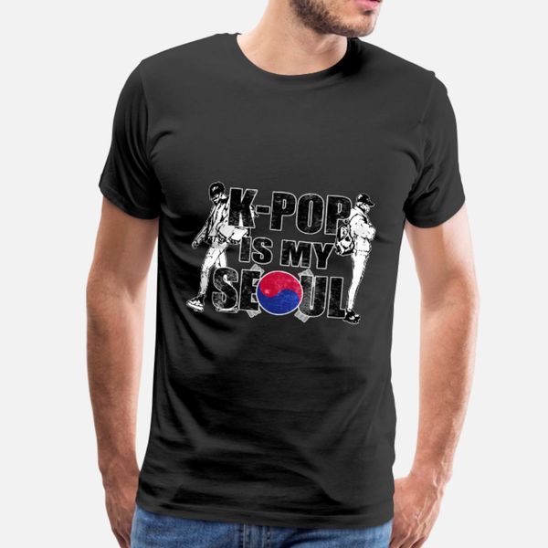 

k pop is my seoul soul t shirt men создание хлопок o шеи формальных против морщин основных лета стиля письма рубашки