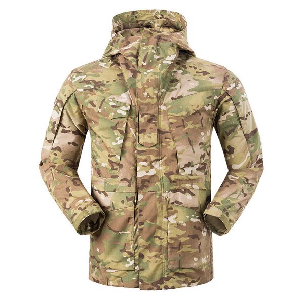 

outdoor climbing hiking hunting camping combat camouflage army training male jacket men update tactical m65 windbreaker, Blue;black