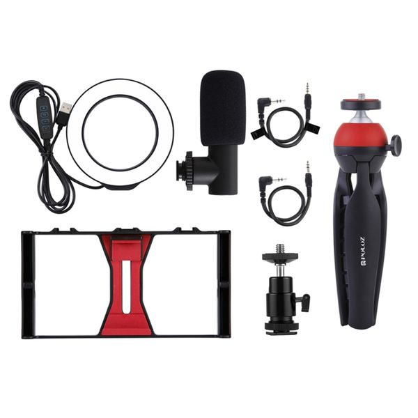 

smartphone video rig kit, with microphone + video light + mini tripod for