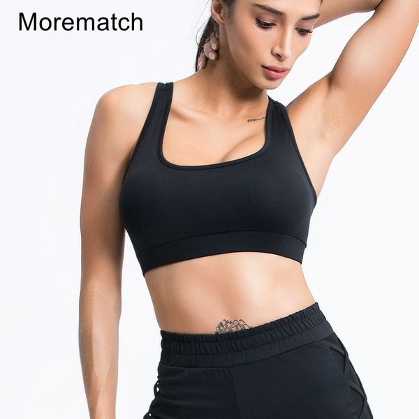 

morematch black sports bras women shockproof breathable mesh back bralette seamless fitness crop for running gym, White;black