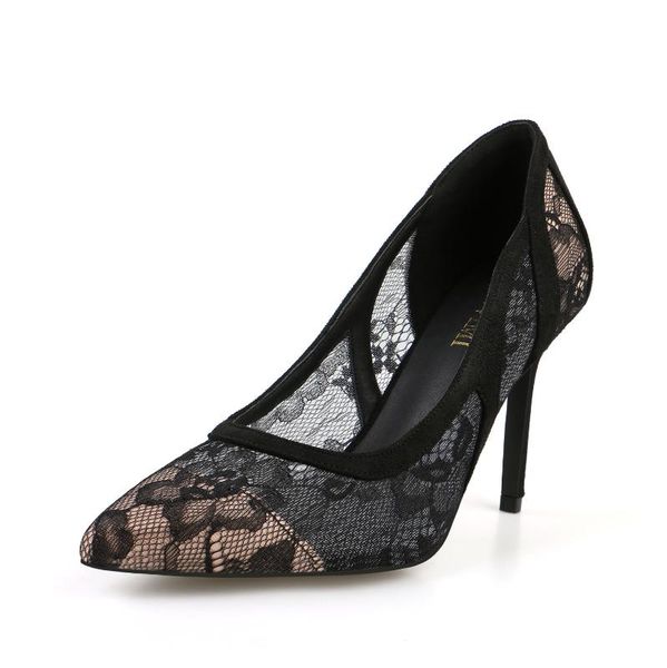 

new 9cm pumps europe and the united states bud silk yarn super high heels pointed shallow mouth stiletto women's shoes, Black