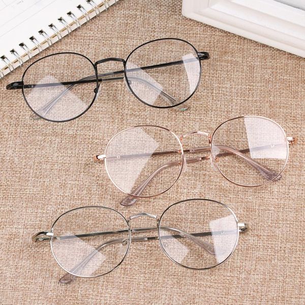 

women men ultra light resin reading glasses vision care -1.00~-4.0 diopter metal round vintage myopia glasses, White;black