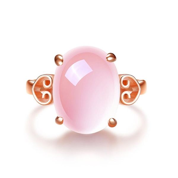 

moonrocy rose gold color ross quartz crystal pink opal ring oval heart jewelry wholesale for women girls dropshipping gift, Golden;silver