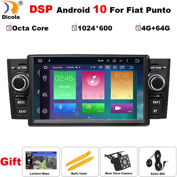 

4+64g dsp octa core autoradio 1 din android 10 car stereo multimedia player for grande punto linea 2007-2012 gps navigation car dvd
