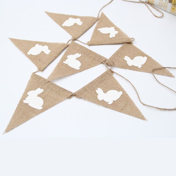 

happy easter festival diy party decoration burlap banner rabbit printed hanging