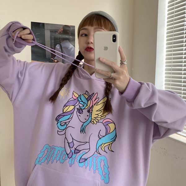 

hoody harajuku pink pullovers lovely kawaii cartoon casual women hooded sweatshirt pullovers long sleeves sweatshirt, Black