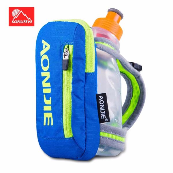 

250ml portable outdoor water bag sport camping hike running water bottle kettle with multi pockets storage organizer bag blue