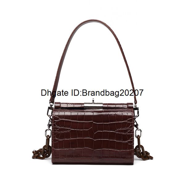 

brand new bag design shoulder ladies new retro style crocodile pattern lock small square bag ladies leather chain handbag 1060