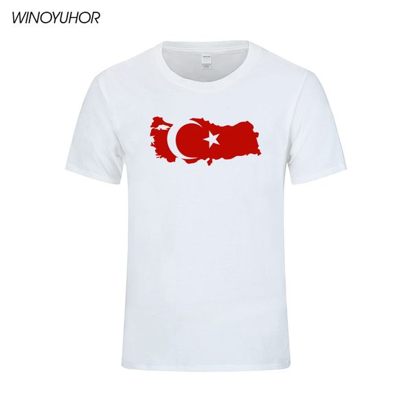 

turkey fans cheer men's t shirt european cup o-neck whitefashion national flag summer short sleeve cotton t-shirt for men