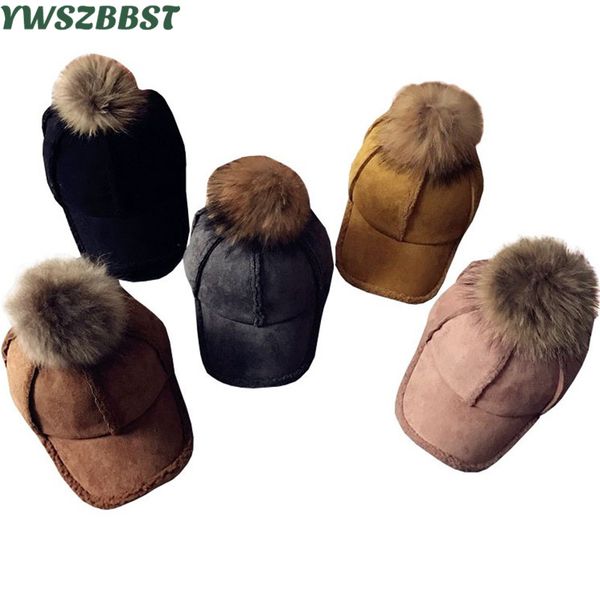 

beanie/skull caps velvet women hats autumn winter crochet plush hat for fashion warm real pompom ball girl cap, Blue;gray