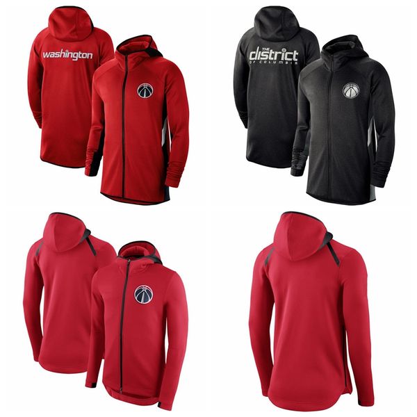 

вашингтон волшебники мужчины showtime джерси терма flex performance was full-zip hoodie баскетбол red, Black;red