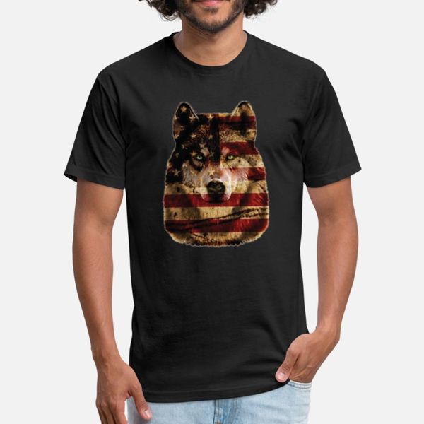 

wolf american flag wolf slim fit t shirt men create cotton round collar clothes crazy funny summer style formal shirt