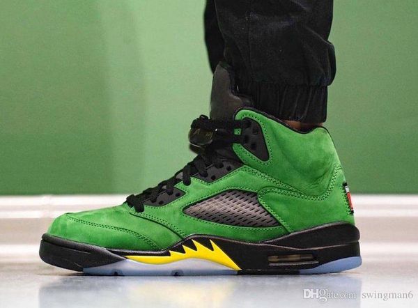 

new sale air authentic 5 se oregon ducks basketball shoes retro apple green yellow strike black jumpman reflective 5s men sports sneakers