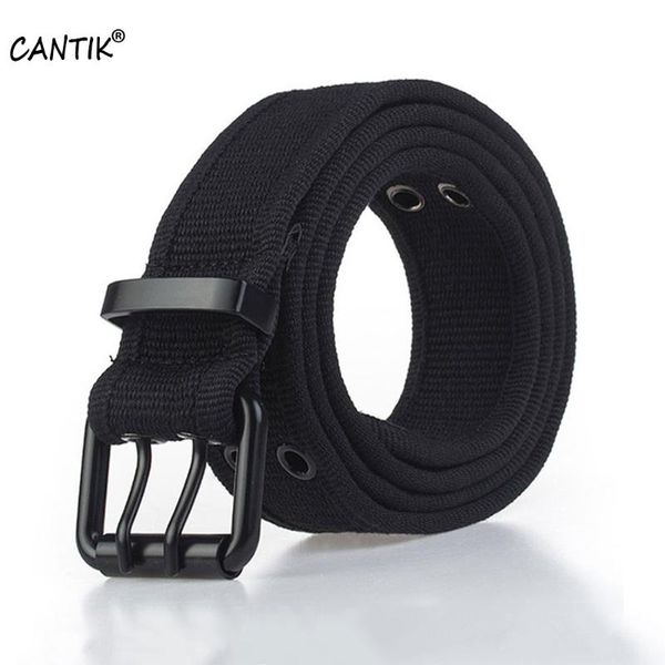 

cantik new unsiex design good quality durable canvas belt double pin buckle model jeans accessories many colours choice cbca198, Black;brown