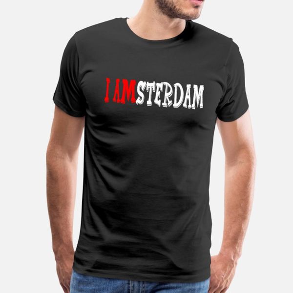 

i amsterdam t shirt men design short sleeve round neck fit gift new fashion spring novelty shirt