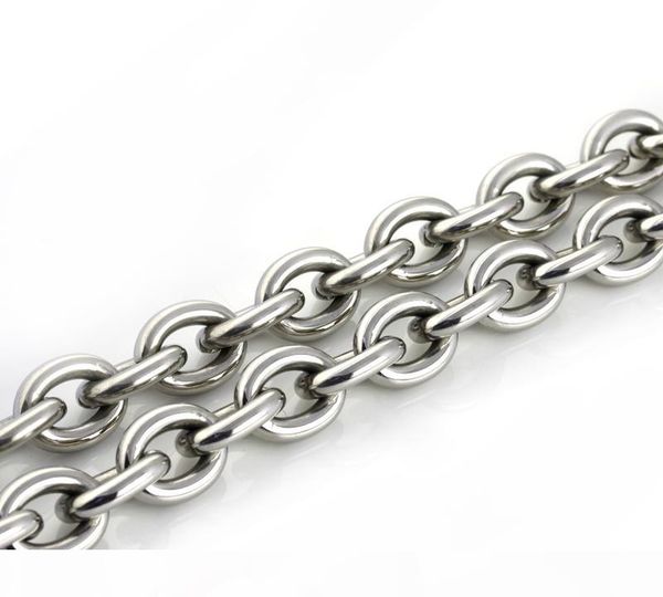 

high polished jewelry silver stainless steel large oval curb link chain necklace for men's gifts big 15mm smooth chain 20''-4