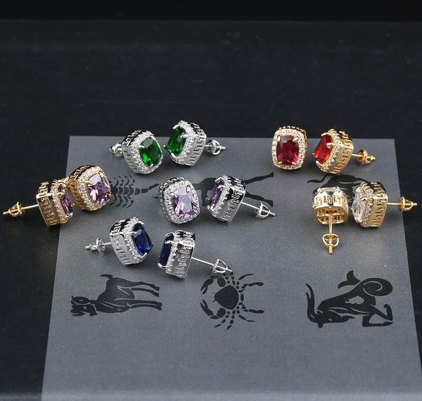 

luxury designer earrings mens hip hop jewelry iced out diamond stud earring pandora style fashion earings gold silver women accessories new, Golden;silver