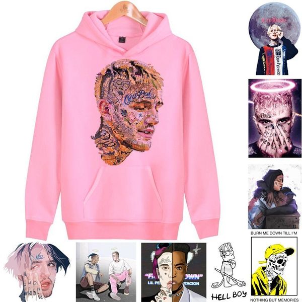 

new lil peep spring women/men hoodies sweatshirts long sleeve rip lil peep print hip hop hoodies casual clothes for male/female, Black