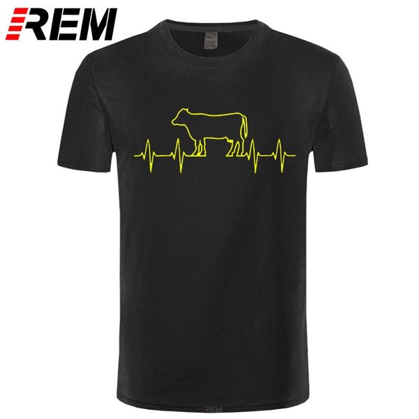 

rem cow heartbeat mens soft t shirt cattle cow lover farm country cattle show tee