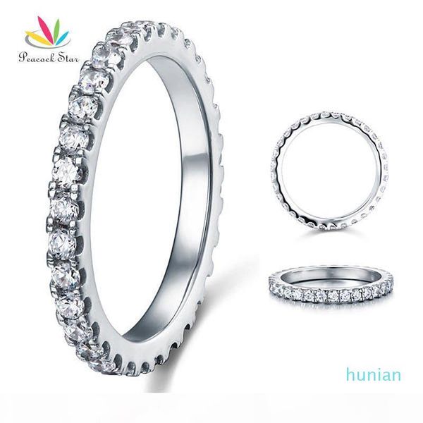 

luxury- peacock star eternity solid 925 sterling silver wedding band stacking ring jewelry cfr8045 y19051002, Slivery;golden