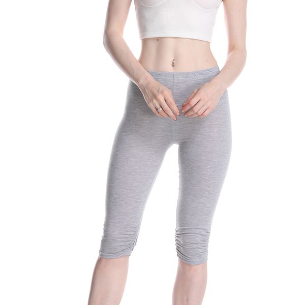 

women's leggings quick dry skinny casual solid crop wide waistband cycling short summer modern lady women pants trousers, Black
