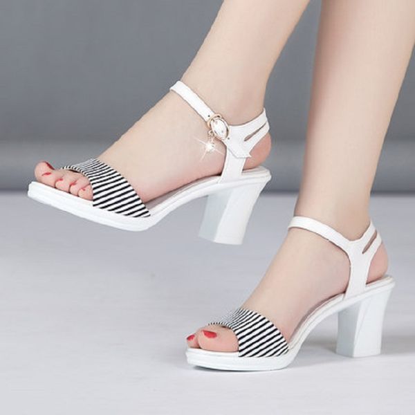 

high-heeled shoes 2020 summer new small fresh thick with fish mouth with korean version of the wild women's shoes, Black
