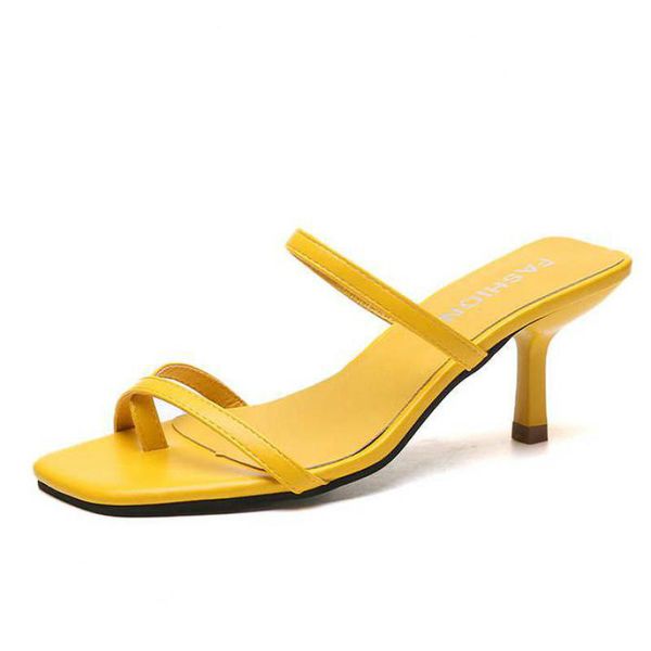 

white high heels sandals for summer narrow band heel vintage square toe concise ladies shes party yellow sandals gladiator, Black