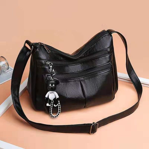 

women's bag new shoulder mommy bag multi-layer soft leather large-capacity fashion atmosphere middle-aged messenger women