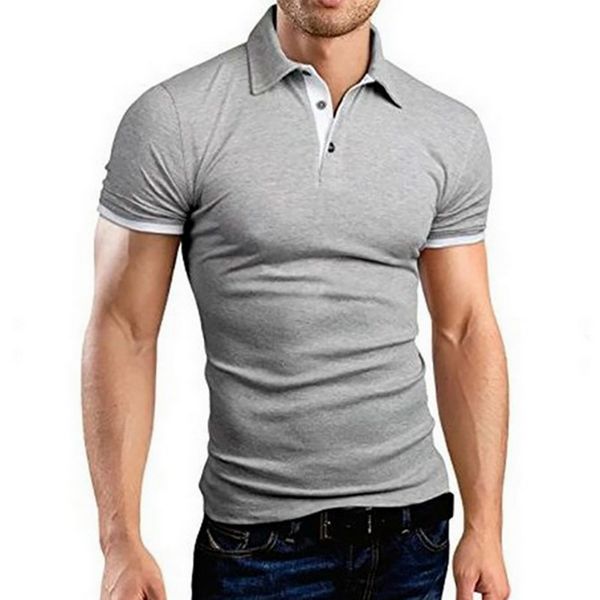 

men's polos mens shirt summer short sleeve turn-over collar slim tee casual breathable solid color business sweatshirts, White;black