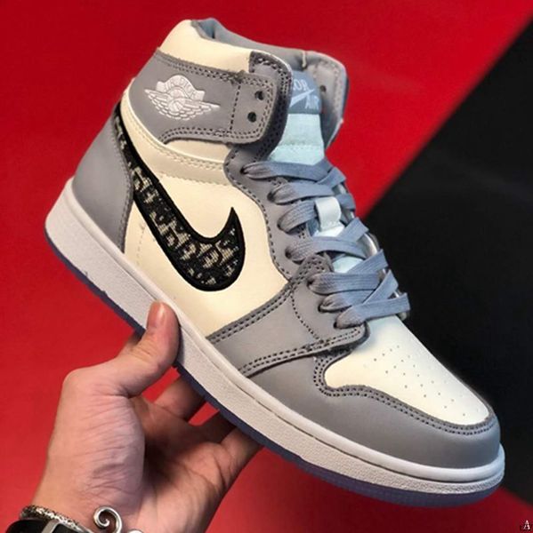 

t27 jumpman sports basketball shoes a j 1high low sneakers men women gray white trainers shoes chaussure