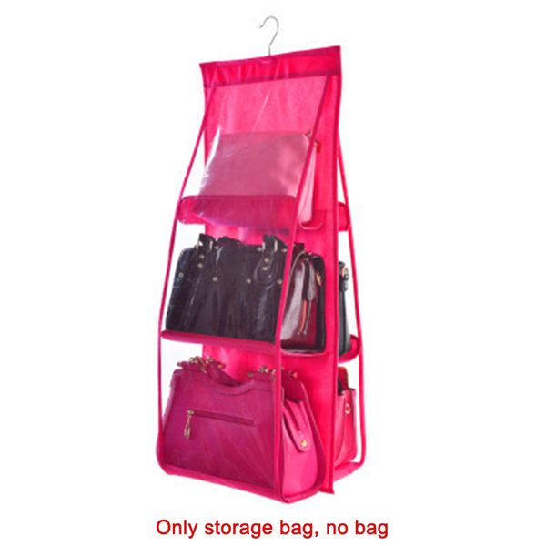 

waterproof transparent hanging non-woven fabrics ladies handbag storage bags case 6 pockets home organizer