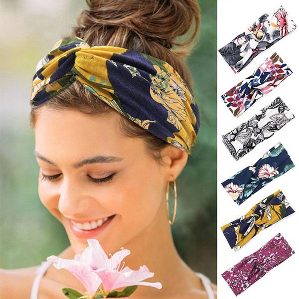 

fashion women girls summer bohemian hair bands print headbands vintage cross turban bandage bandanas hairbands hair accessories