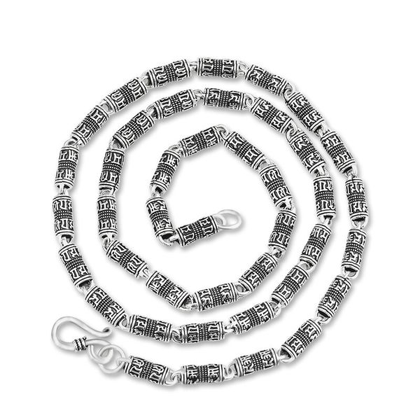 

pure silver 925 sterling silver long chain necklace regious budda mantra thai retro cross thick necklace (hy