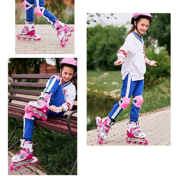 

inline & roller skates children's flash sngle-row adjustable men and women